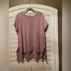Women's Mauve Ruffle Hem Top